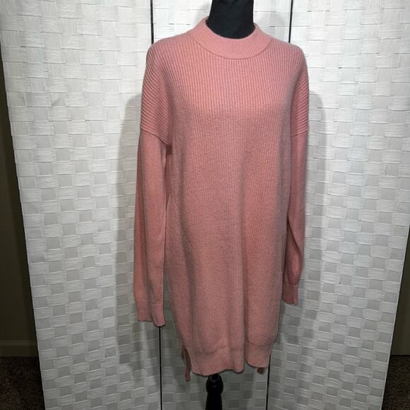 Whistles Women’s Cashmere Wool Blend Sweater Dress Size Large Pink Preppy Soft - Picture 1 of 12
